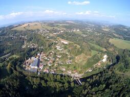Luftaufnahme des Dorfes
