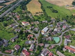 Widok z lotu ptaka na miejscowość Paceřice